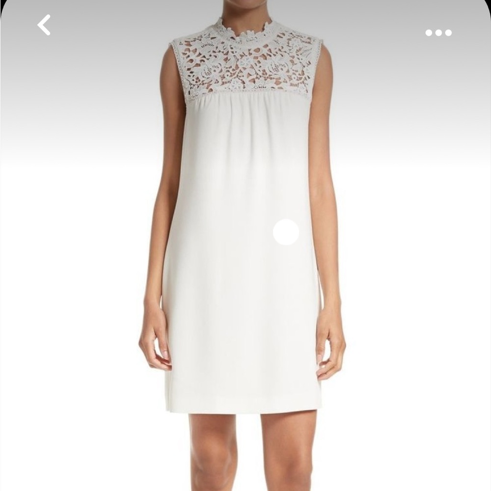 Theory Aronella Elevate Crepe Lace Yoke Dress